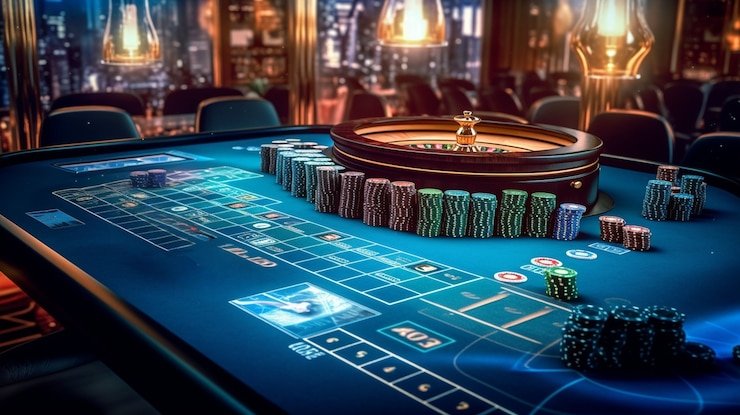 Professional live-dealer studio with HD camera setup and dealer station